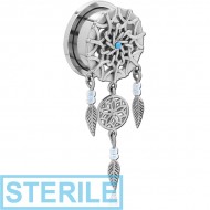 STERILE STAINLESS STEEL THREADED TUNNEL WITH SURGICAL STEEL JEWELLED TOP PIERCING