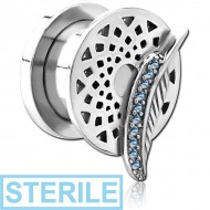 STERILE STAINLESS STEEL THREADED TUNNEL WITH SURGICAL STEEL JEWELLED TOP PIERCING