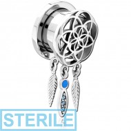 STERILE STAINLESS STEEL THREADED TUNNEL WITH SURGICAL STEEL JEWELLED TOP