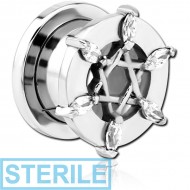 STERILE STAINLESS STEEL THREADED TUNNEL WITH SURGICAL STEEL JEWELLED TOP