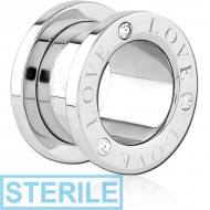 STERILE STAINLESS STEEL THREADED TUNNEL WITH SURGICAL STEEL JEWELLED TOP