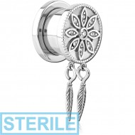 STERILE STAINLESS STEEL THREADED TUNNEL WITH SURGICAL STEEL JEWELLED TOP PIERCING