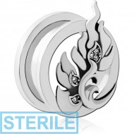 STERILE STAINLESS STEEL THREADED TUNNEL WITH SURGICAL STEEL JEWELLED TOP