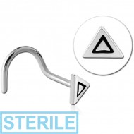 STERILE SURGICAL STEEL LARGE CURVE NOSE STUD - TRIANGLE