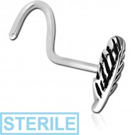 STERILE SURGICAL STEEL LARGE CURVE NOSE STUD - LEAF