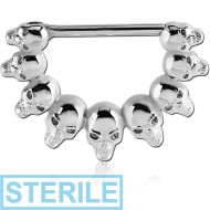 STERILE SURGICAL STEEL NIPPLE CLICKER - SKULLS PIERCING