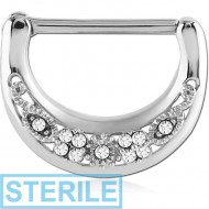 STERILE SURGICAL STEEL SWAROVSKI CRYSTALS JEWELLED NIPPLE CLICKER PIERCING
