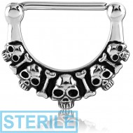 STERILE SURGICAL STEEL NIPPLE CLICKER - SKULLS AND BONES