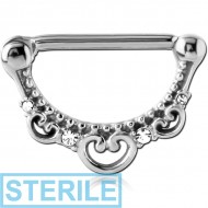 STERILE SURGICAL STEEL JEWELLED NIPPLE CLICKER - FILIGREE PIERCING