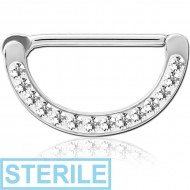 STERILE SURGICAL STEEL CRYSTALINE JEWELLED NIPPLE CLICKER PIERCING