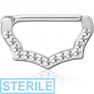 STERILE SURGICAL STEEL CRYSTALINE JEWELLED NIPPLE CLICKER PIERCING