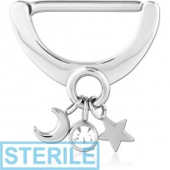 STERILE SURGICAL STEEL JEWELLED NIPPLE CLICKER