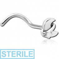 STERILE SURGICAL STEEL CURVED NOSE STUD - ANNULAR ECLIPSE AND STAR PIERCING