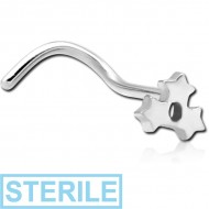 STERILE SURGICAL STEEL CURVED NOSE STUD - TRIPLE STAR PIERCING