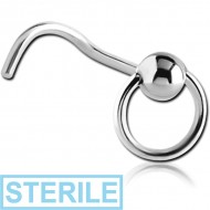 STERILE SURGICAL STEEL CURVED NOSE STUD - BALL CLOSURE