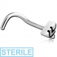 STERILE SURGICAL STEEL CURVED NOSE STUD - TRIANGLE