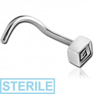 STERILE SURGICAL STEEL CURVED NOSE STUD - RHOMBUS