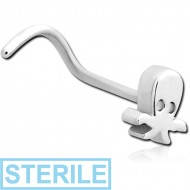 STERILE SURGICAL STEEL CURVED NOSE STUD - OCTOPUS