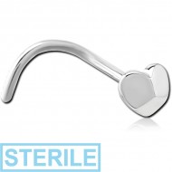 STERILE SURGICAL STEEL CURVED NOSE STUD - 3D HEART