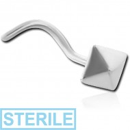 STERILE SURGICAL STEEL CURVED NOSE STUD - PYRAMID