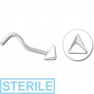 STERILE SURGICAL STEEL CURVED NOSE STUD - 3D TRIANGLE