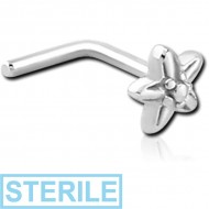 STERILE SURGICAL STEEL 90 DEGREE NOSE STUD - FLOWER