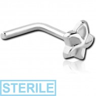 STERILE SURGICAL STEEL 90 DEGREE NOSE STUD - FLOWER