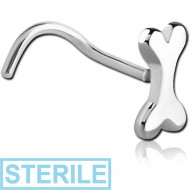STERILE SURGICAL STEEL CURVED NOSE STUD - BONE