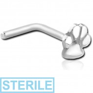 STERILE SURGICAL STEEL 90 DEGREE NOSE STUD - PAW