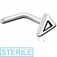 STERILE SURGICAL STEEL 90 DEGREE NOSE STUD - TRIANGLE