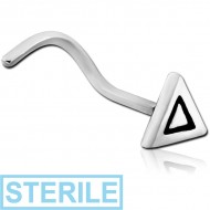 STERILE SURGICAL STEEL CURVED NOSE STUD - TRIANGLE