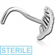 STERILE SURGICAL STEEL CURVED NOSE STUD - LEAVES