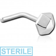 STERILE SURGICAL STEEL 90 DEGREE NOSE STUD - OCTAGON