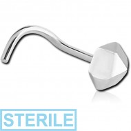 STERILE SURGICAL STEEL CURVED NOSE STUD - OCTAGON