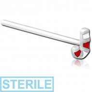 STERILE SURGICAL STEEL STRAIGHT NOSE STUD WITH ENAMEL - J