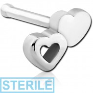 STERILE SURGICAL STEEL NOSE BONE - DOUBLE HEARTS