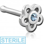 STERILE SURGICAL STEEL JEWELLED FLOWER NOSE BONE