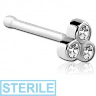 STERILE SURGICAL STEEL JEWELLED TRINITY NOSE BONE