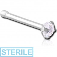 STERILE SURGICAL STEEL NOSE BONE PRONG SET DIAMOND 1.35MM PIERCING
