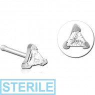STERILE SURGICAL STEEL JEWELLED NOSE BONE - TRIANGLE