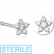 STERILE SURGICAL STEEL JEWELLED NOSE BONE - FLOWER