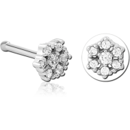 SURGICAL STEEL JEWELLED NOSE BONE - FLOWER