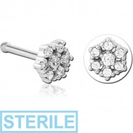 STERILE SURGICAL STEEL JEWELLED NOSE BONE - FLOWER