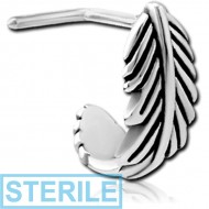 STERILE SURGICAL STEEL 90 DEGREE WRAP AROUND NOSE STUD - FEATHER PIERCING