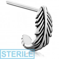 STERILE SURGICAL STEEL STRAIGHT WRAP AROUND NOSE STUD - FEATHER