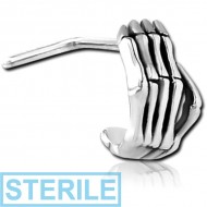 STERILE SURGICAL STEEL 90 DEGREE WRAP AROUND NOSE STUD - WRIST BONE