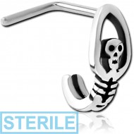 STERILE SURGICAL STEEL 90 DEGREE WRAP AROUND NOSE STUD - SKELETON