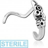 STERILE SURGICAL STEEL CURVED WRAP AROUND NOSE STUD - STEAMPUNK