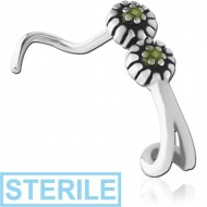 STERILE SURGICAL STEEL CURVED WRAP AROUND NOSE STUD - DAISY