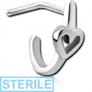 STERILE SURGICAL STEEL 90 DEGREE WRAP AROUND NOSE STUD - HEART PIERCING